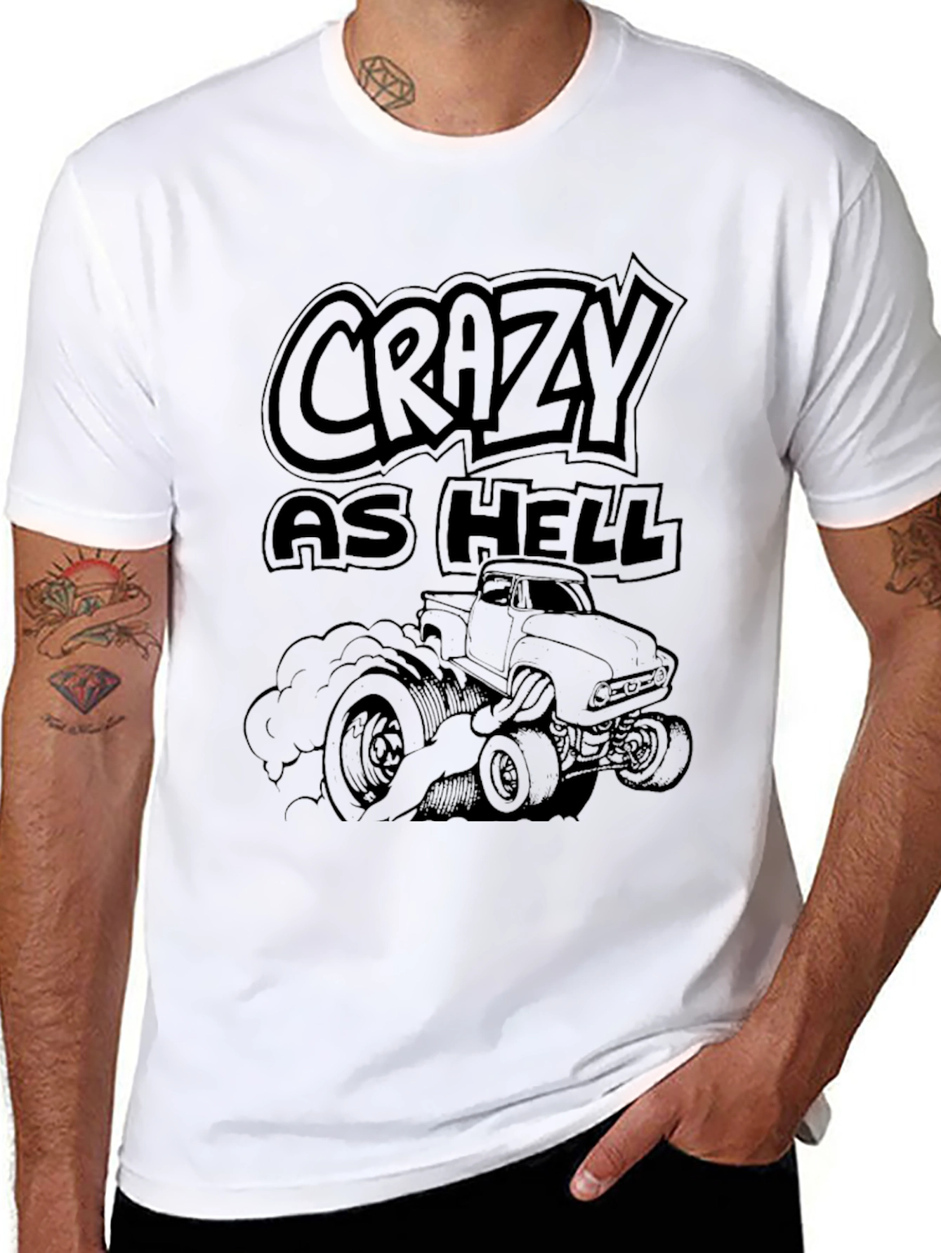 Crazy As Hell Truck Graphic Tee - Black