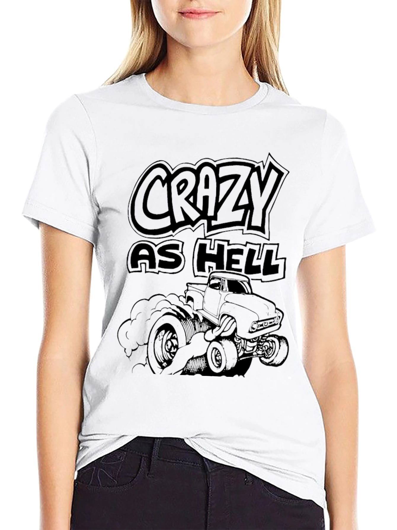 Crazy As Hell Truck Graphic Tee - Black