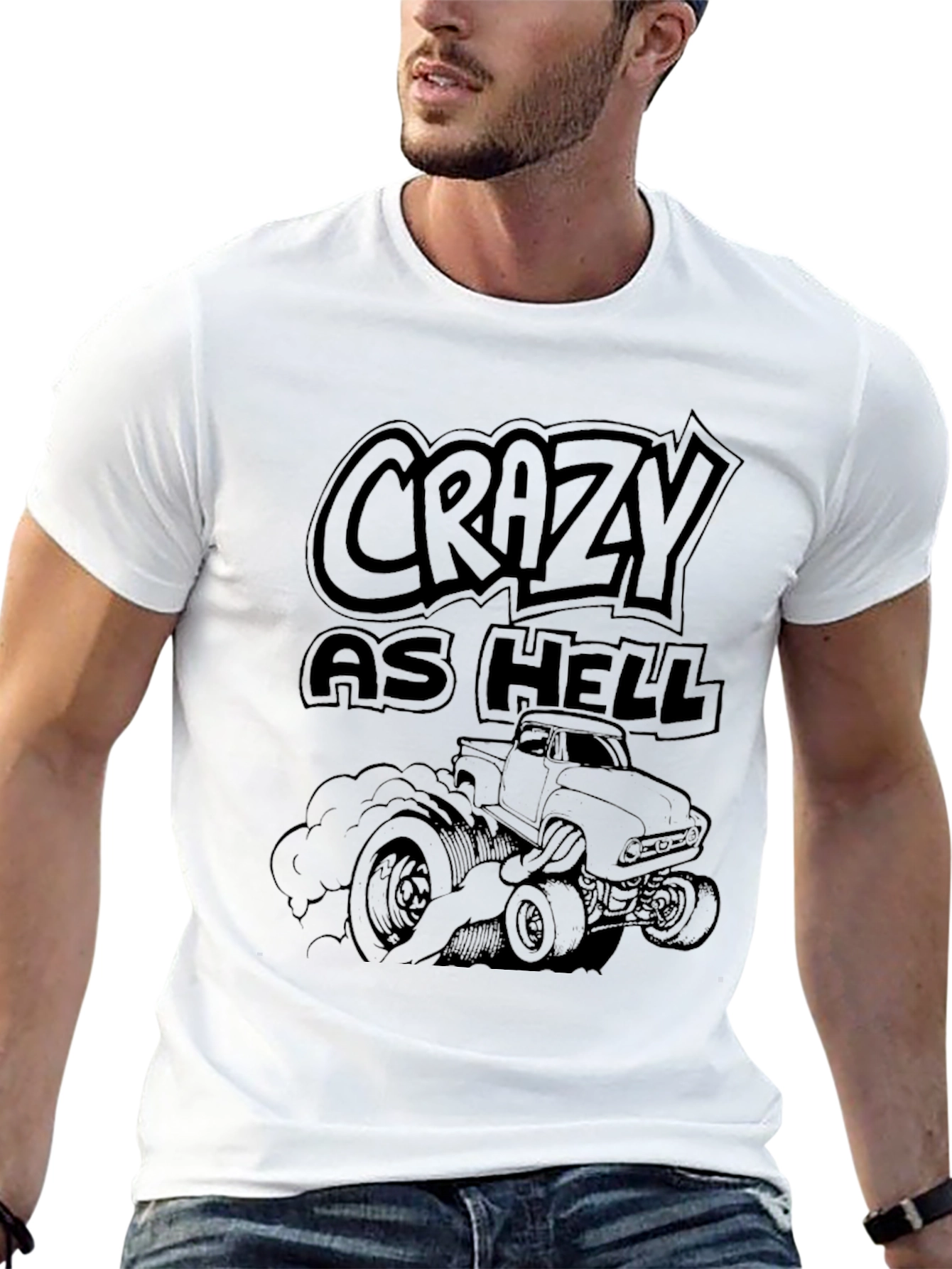 Crazy As Hell Truck Graphic Tee - Black