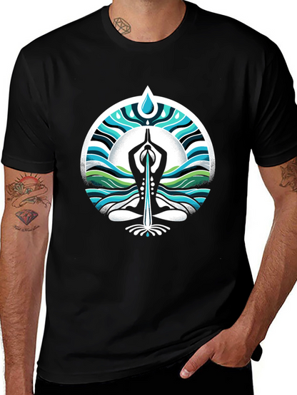 Yoga Water Drop Graphic Black T-Shirt