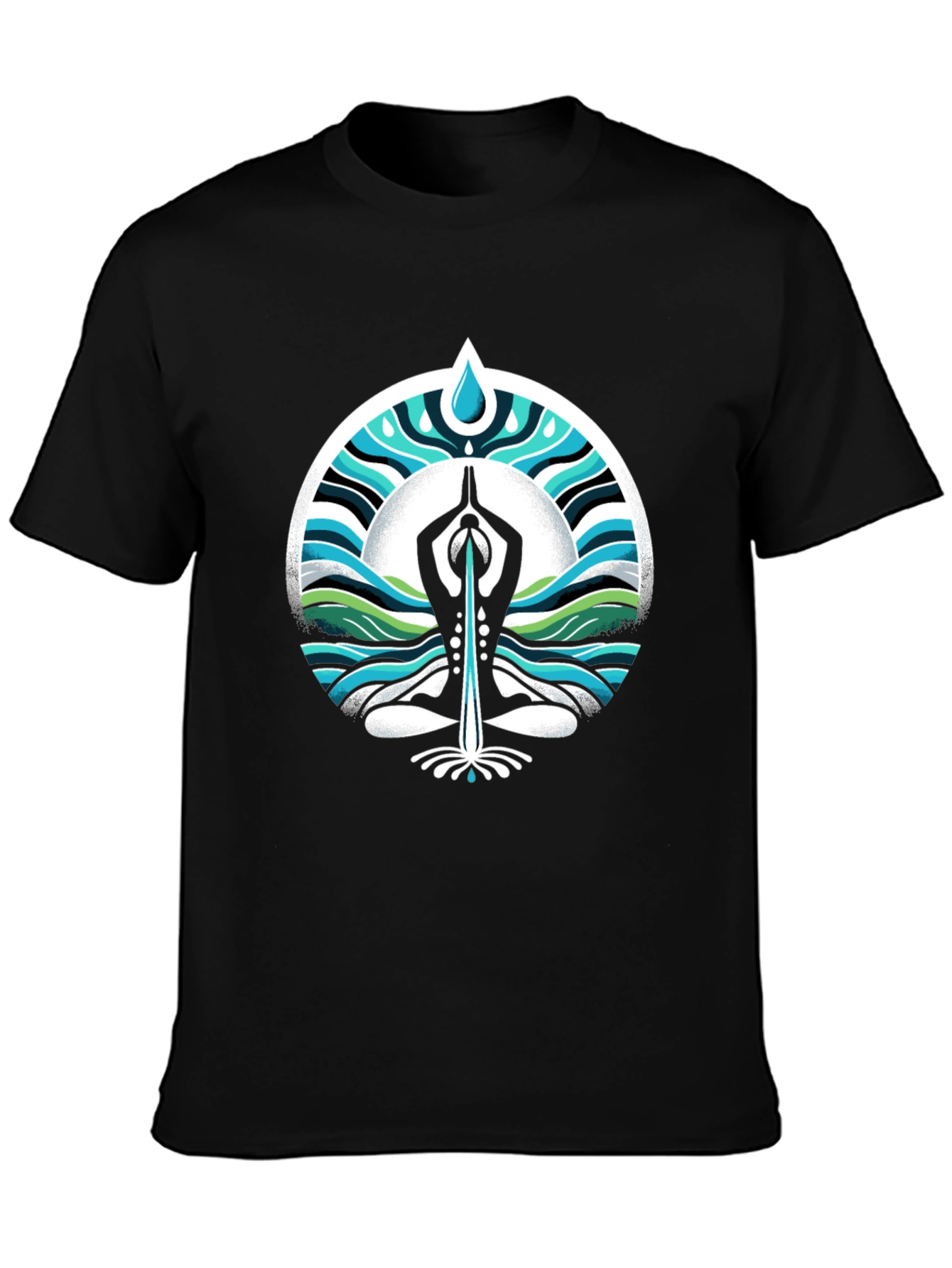 Yoga Water Drop Graphic Black T-Shirt