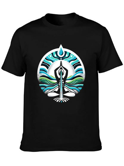 Yoga Water Drop Graphic Black T-Shirt