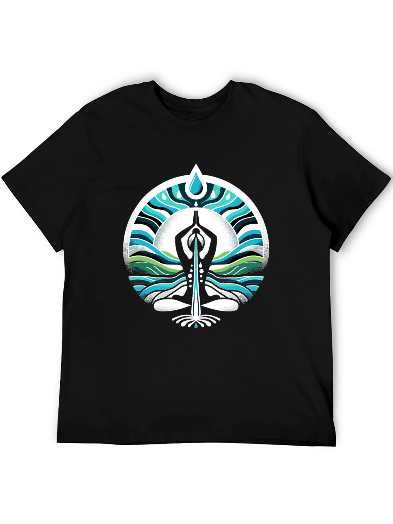 Yoga Water Drop Graphic Black T-Shirt