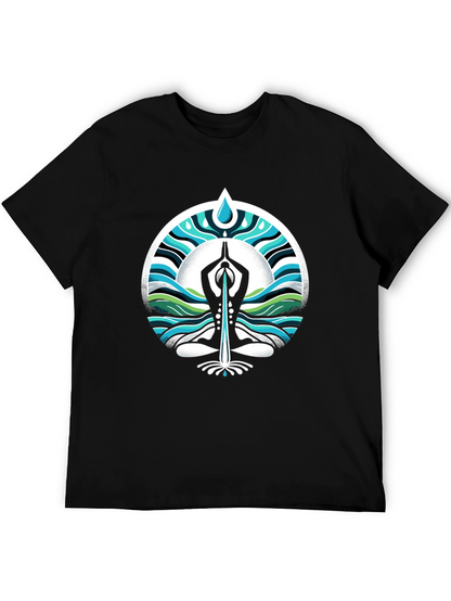 Yoga Water Drop Graphic Black T-Shirt