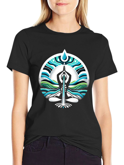 Yoga Water Drop Graphic Black T-Shirt