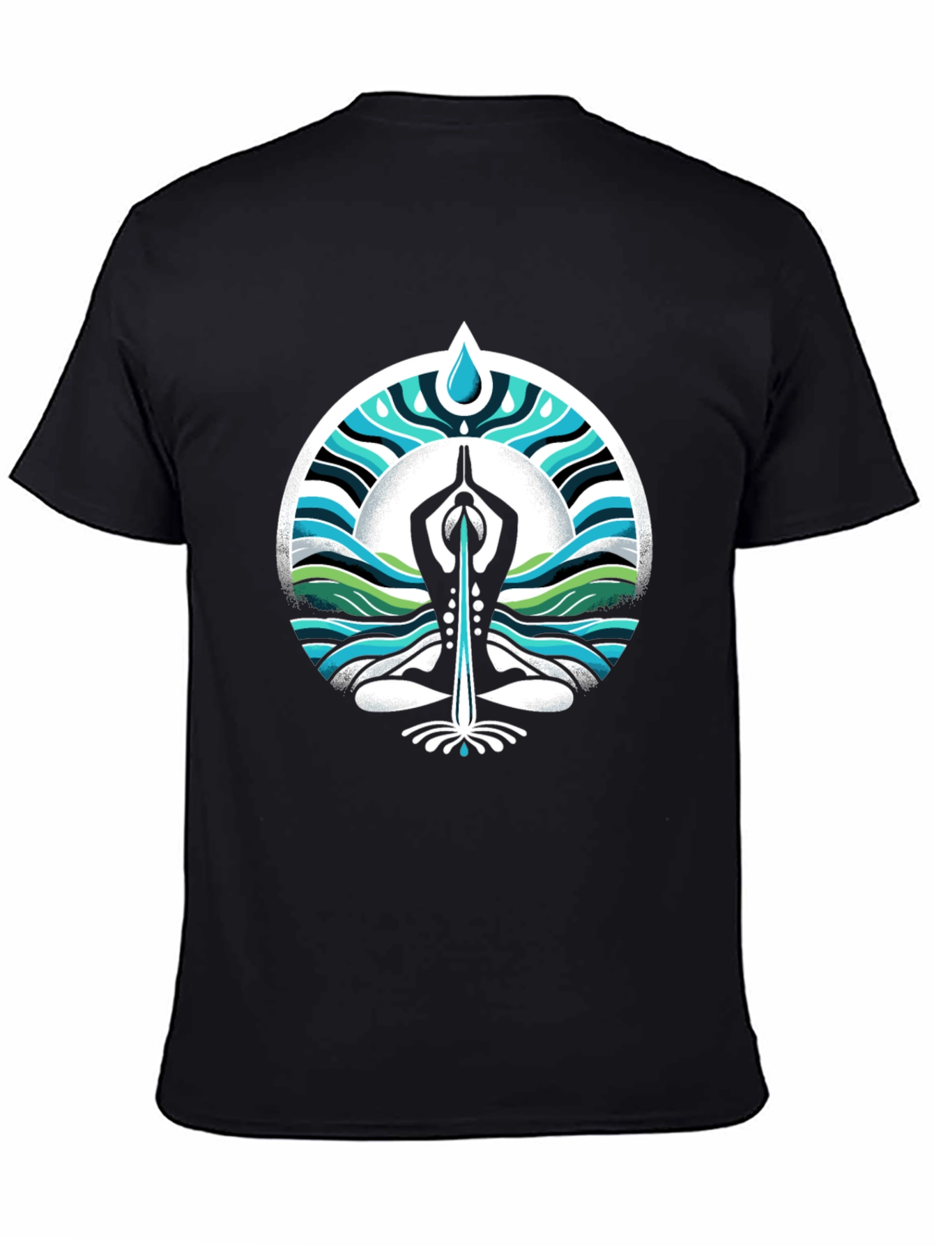 Yoga Water Drop Graphic Black T-Shirt