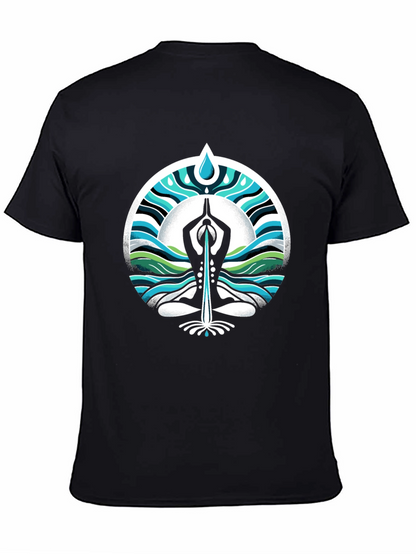 Yoga Water Drop Graphic Black T-Shirt