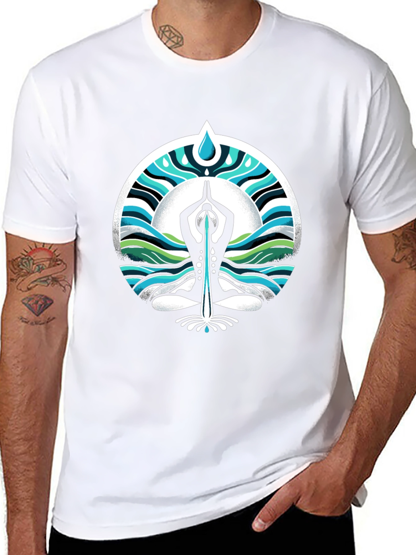 Yoga Water Drop Graphic Black T-Shirt