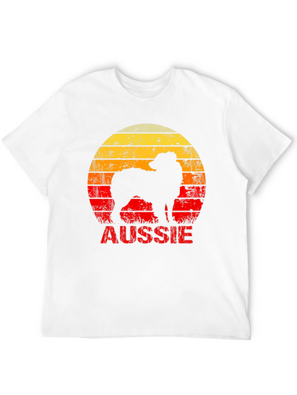 Retro Aussie Dog Graphic Tee - Black Cotton T-Shirt