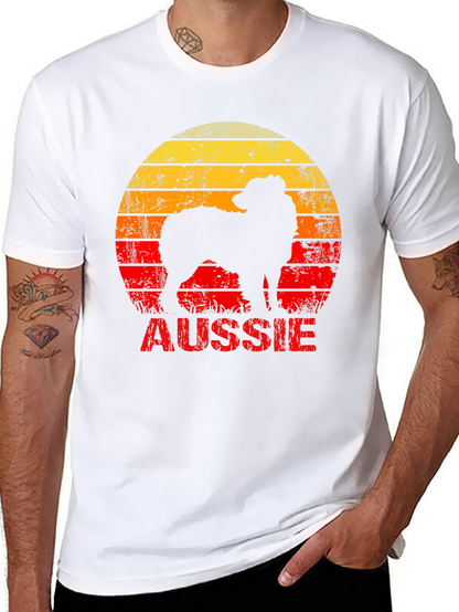 Retro Aussie Dog Graphic Tee - Black Cotton T-Shirt