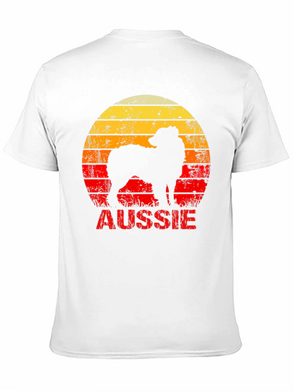 Retro Aussie Dog Graphic Tee - Black Cotton T-Shirt