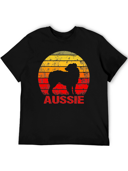 Retro Aussie Dog Graphic Tee - Black Cotton T-Shirt