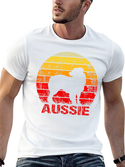 Retro Aussie Dog Graphic Tee - Black Cotton T-Shirt