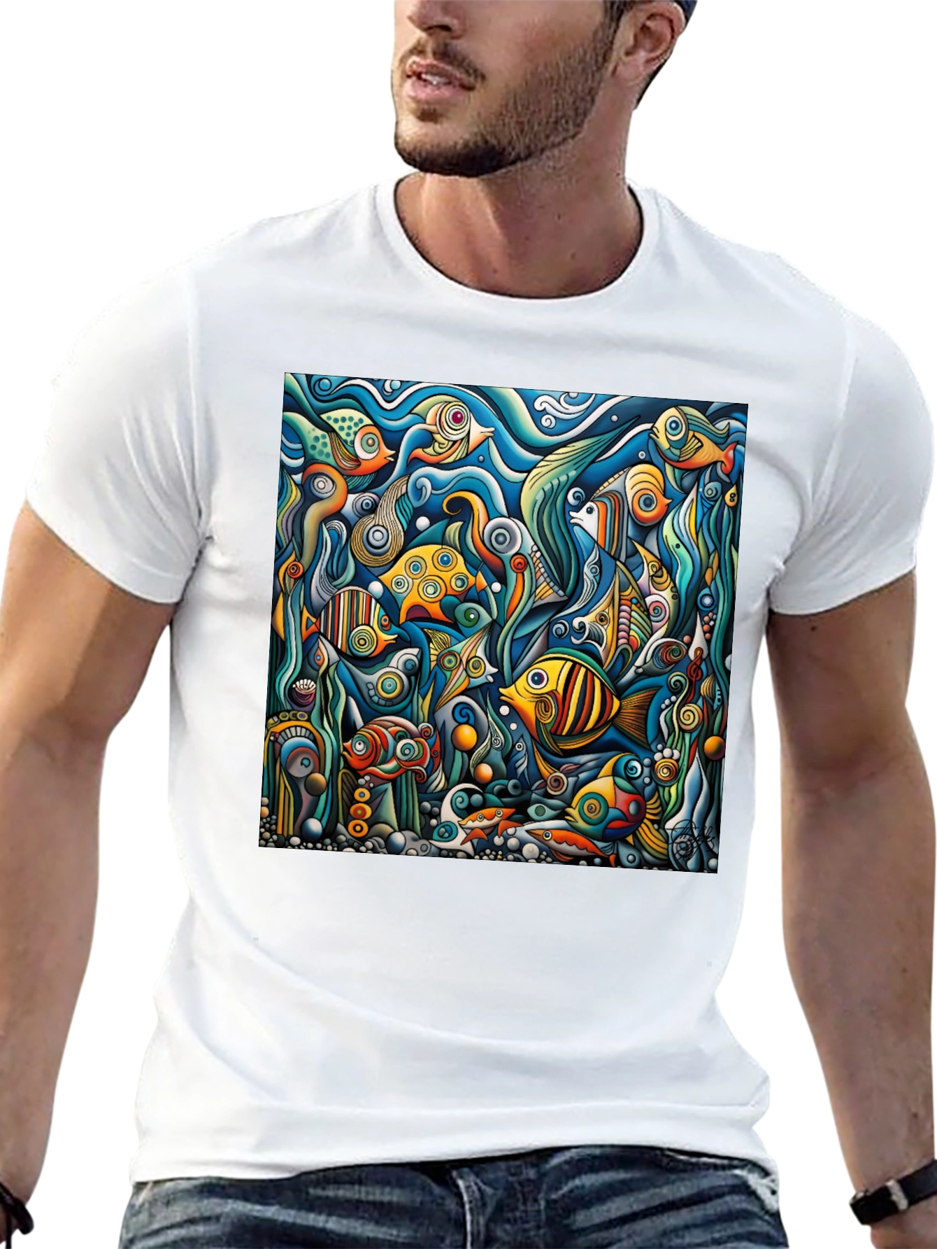 Abstract Undersea Fish T-Shirt