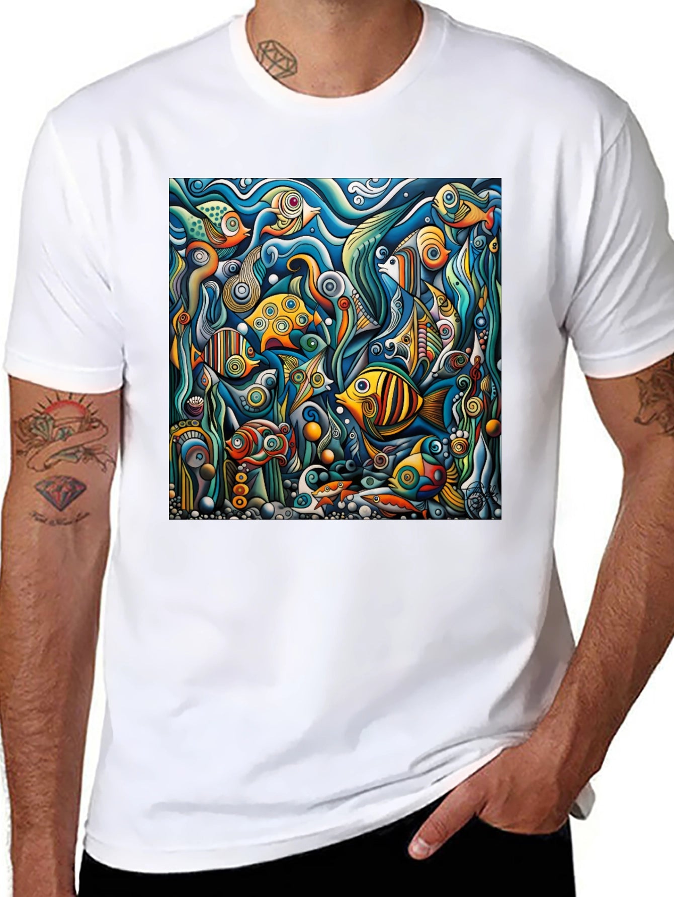 Abstract Undersea Fish T-Shirt
