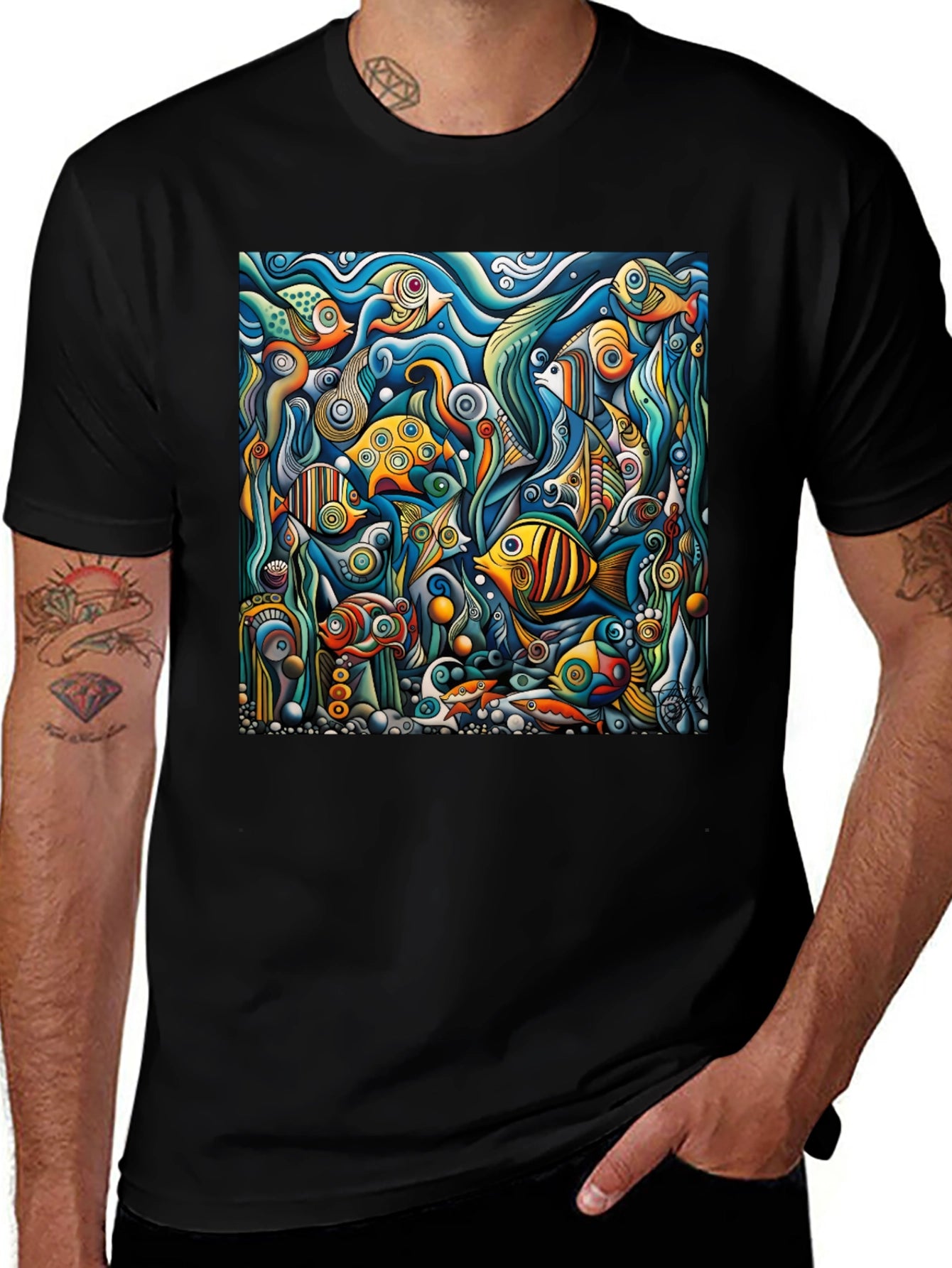 Abstract Undersea Fish T-Shirt