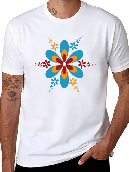 Retro Flower Power Black T-Shirt