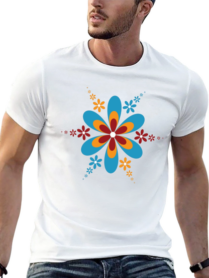 Retro Flower Power Black T-Shirt