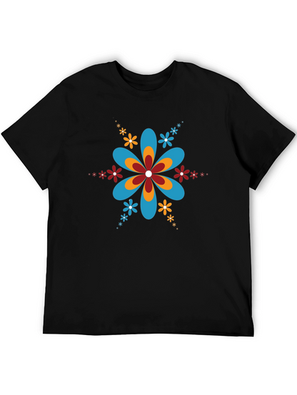 Retro Flower Power Black T-Shirt