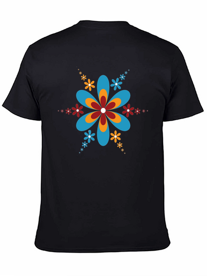 Retro Flower Power Black T-Shirt