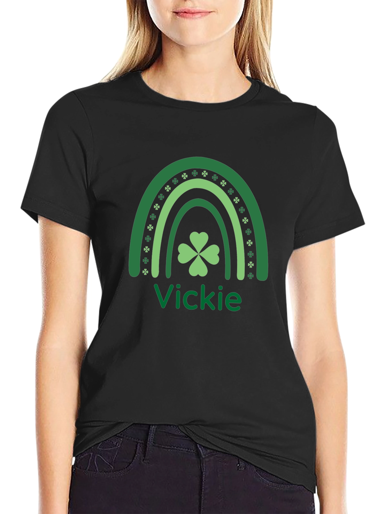 Vickies St. Patricks Day Rainbow Shamrock T-Shirt