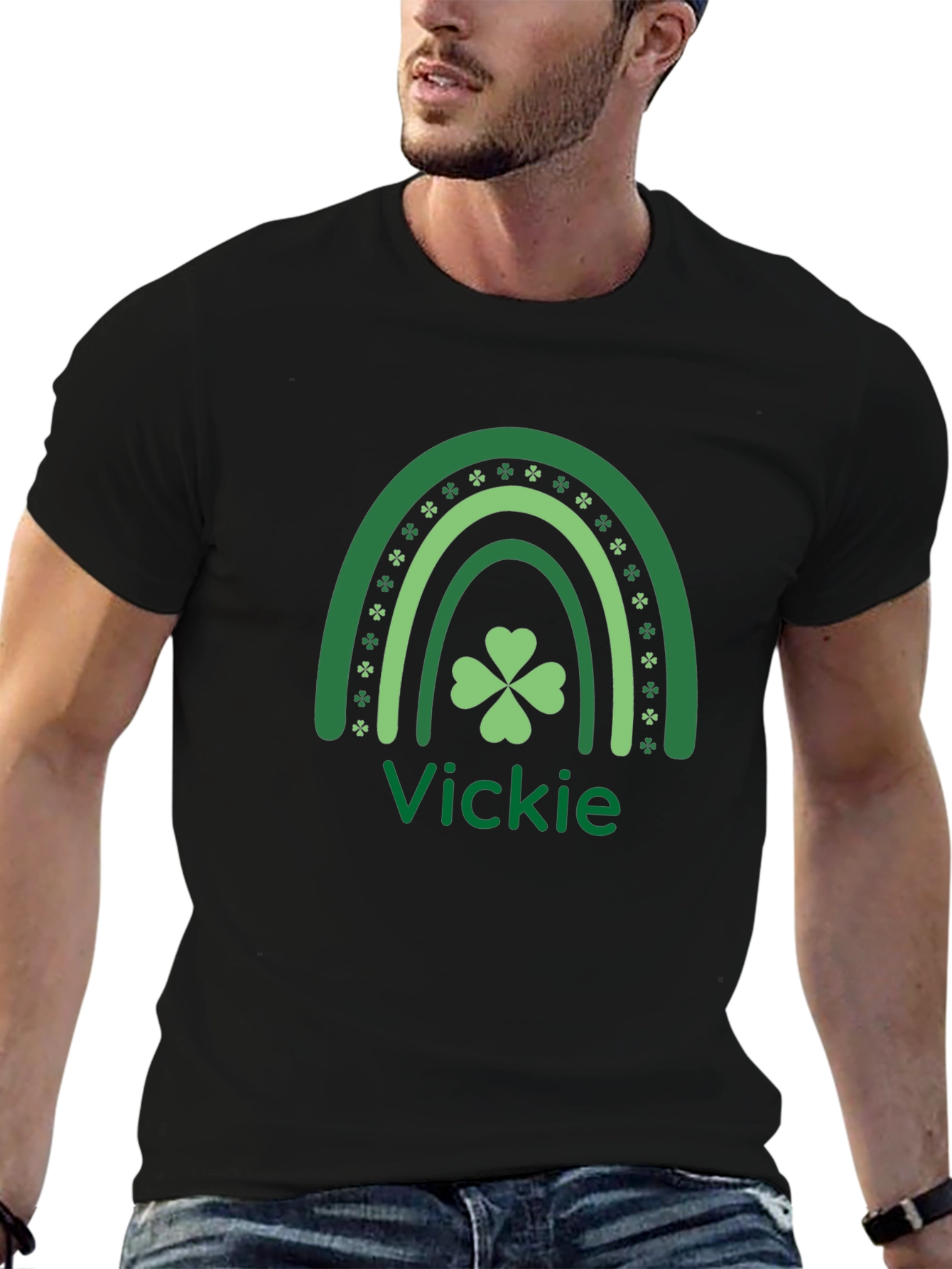 Vickies St. Patricks Day Rainbow Shamrock T-Shirt