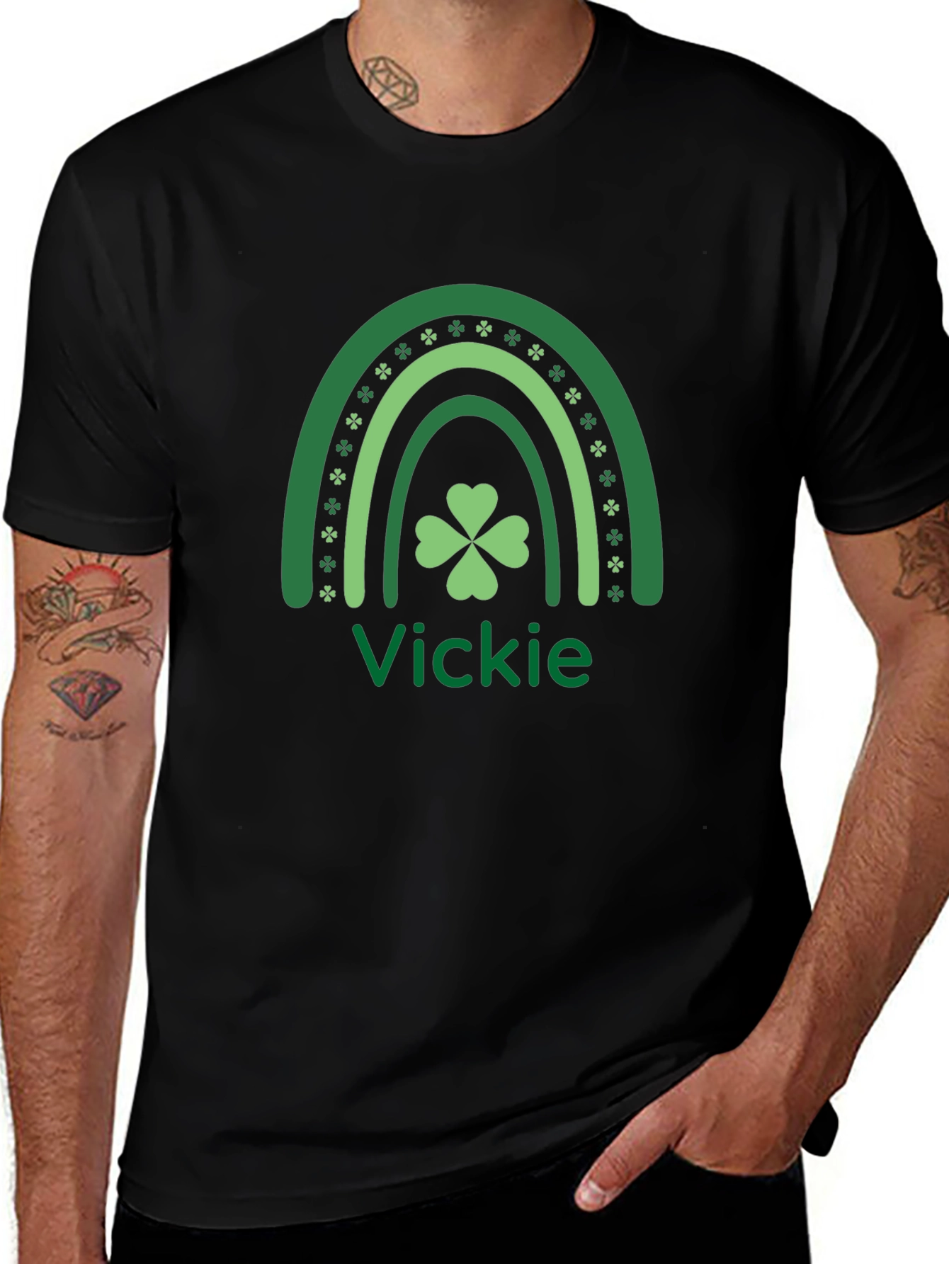 Vickies St. Patricks Day Rainbow Shamrock T-Shirt