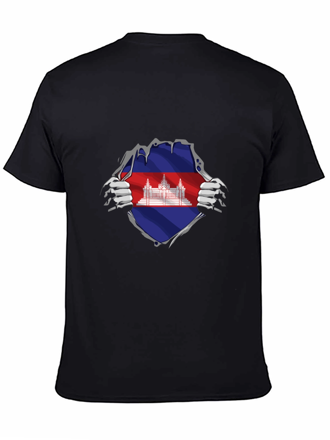 Cambodia Flag Ripped T-Shirt