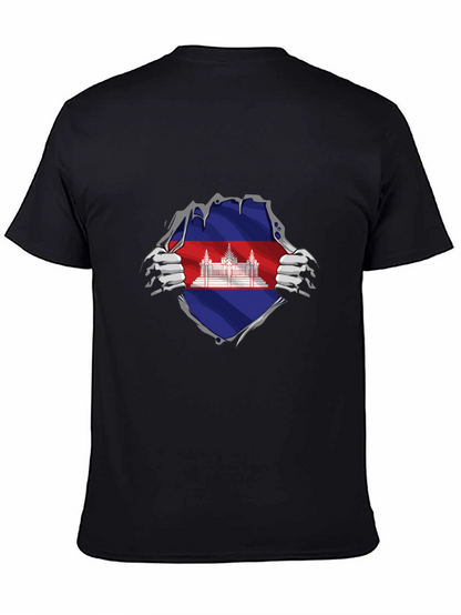 Cambodia Flag Ripped T-Shirt