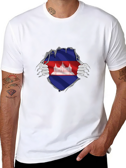 Cambodia Flag Ripped T-Shirt