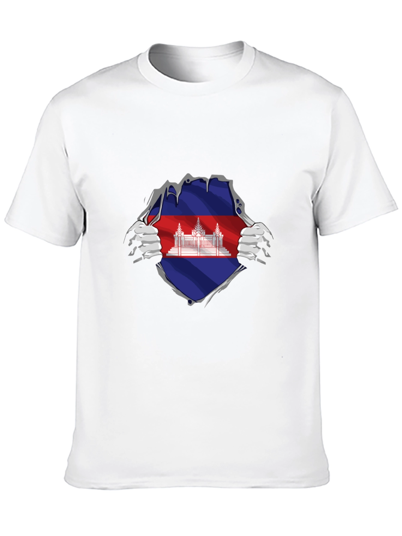 Cambodia Flag Ripped T-Shirt
