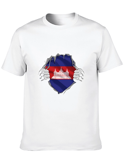 Cambodia Flag Ripped T-Shirt