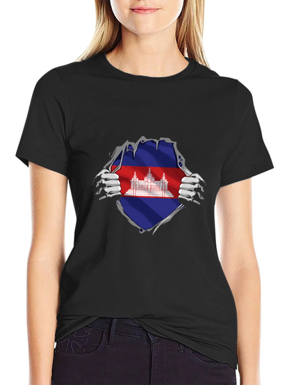 Cambodia Flag Ripped T-Shirt