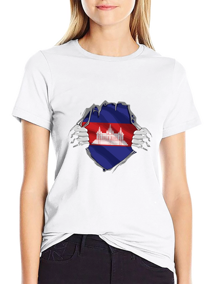 Cambodia Flag Ripped T-Shirt