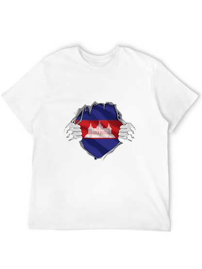 Cambodia Flag Ripped T-Shirt