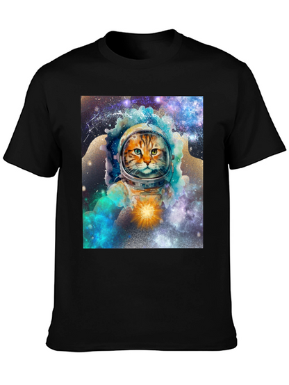 Cosmic Cat Astronaut Graphic T-Shirt
