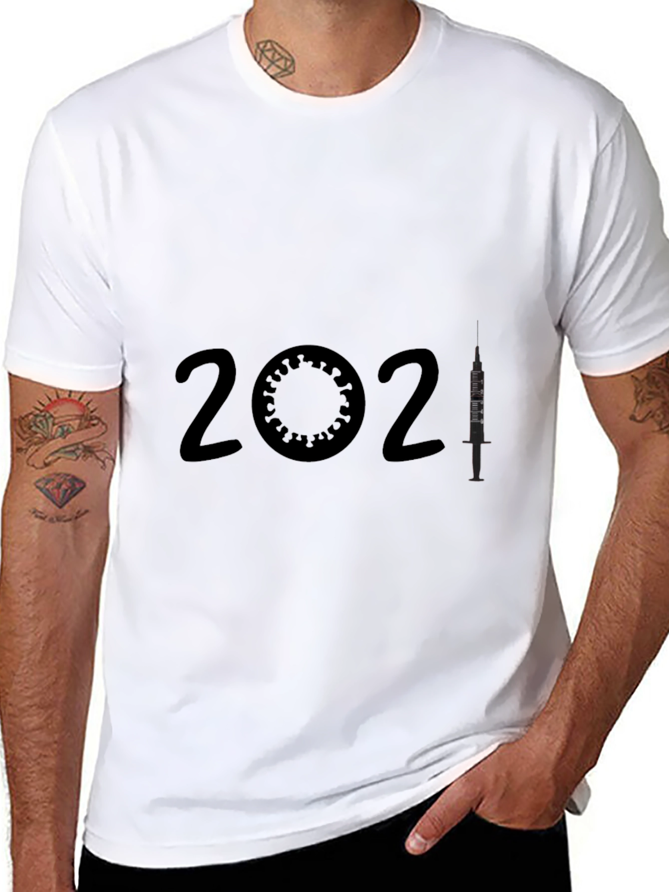 2021 Vaccine T-Shirt -  Virus & Syringe Design
