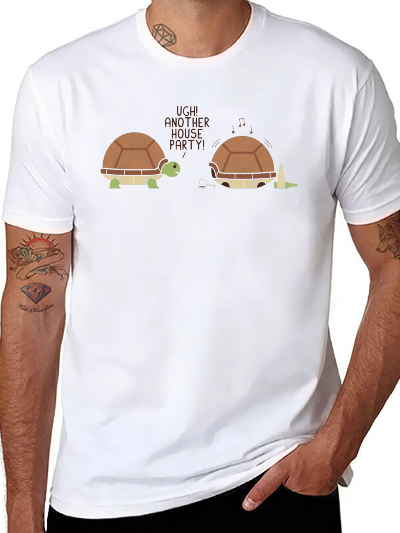 Funny Turtle House Party T-Shirt - Novelty Graphic Tee