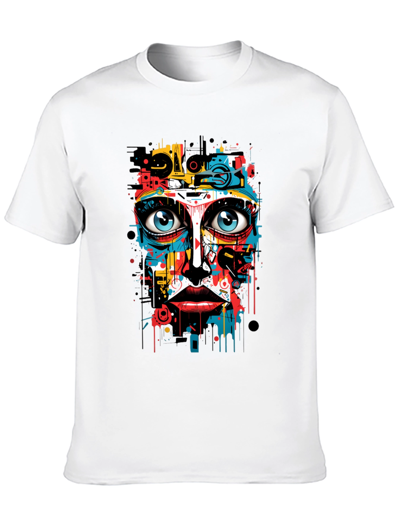 Abstract Art Face Print Black T-Shirt