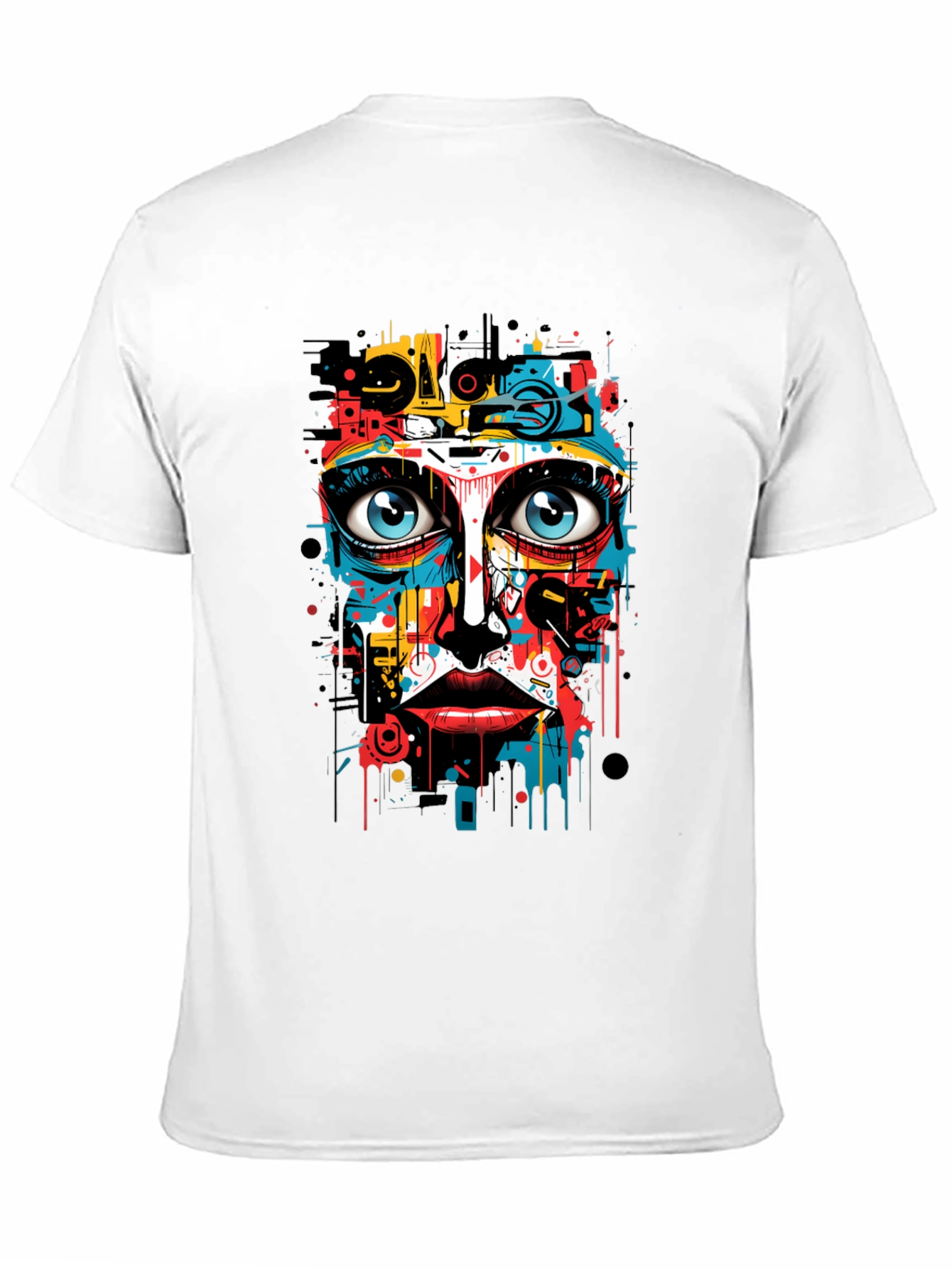 Abstract Art Face Print Black T-Shirt