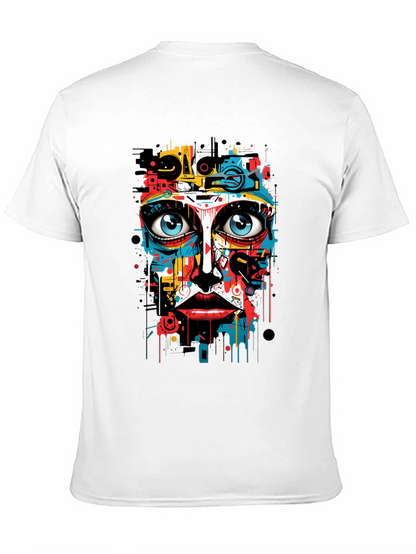 Abstract Art Face Print Black T-Shirt