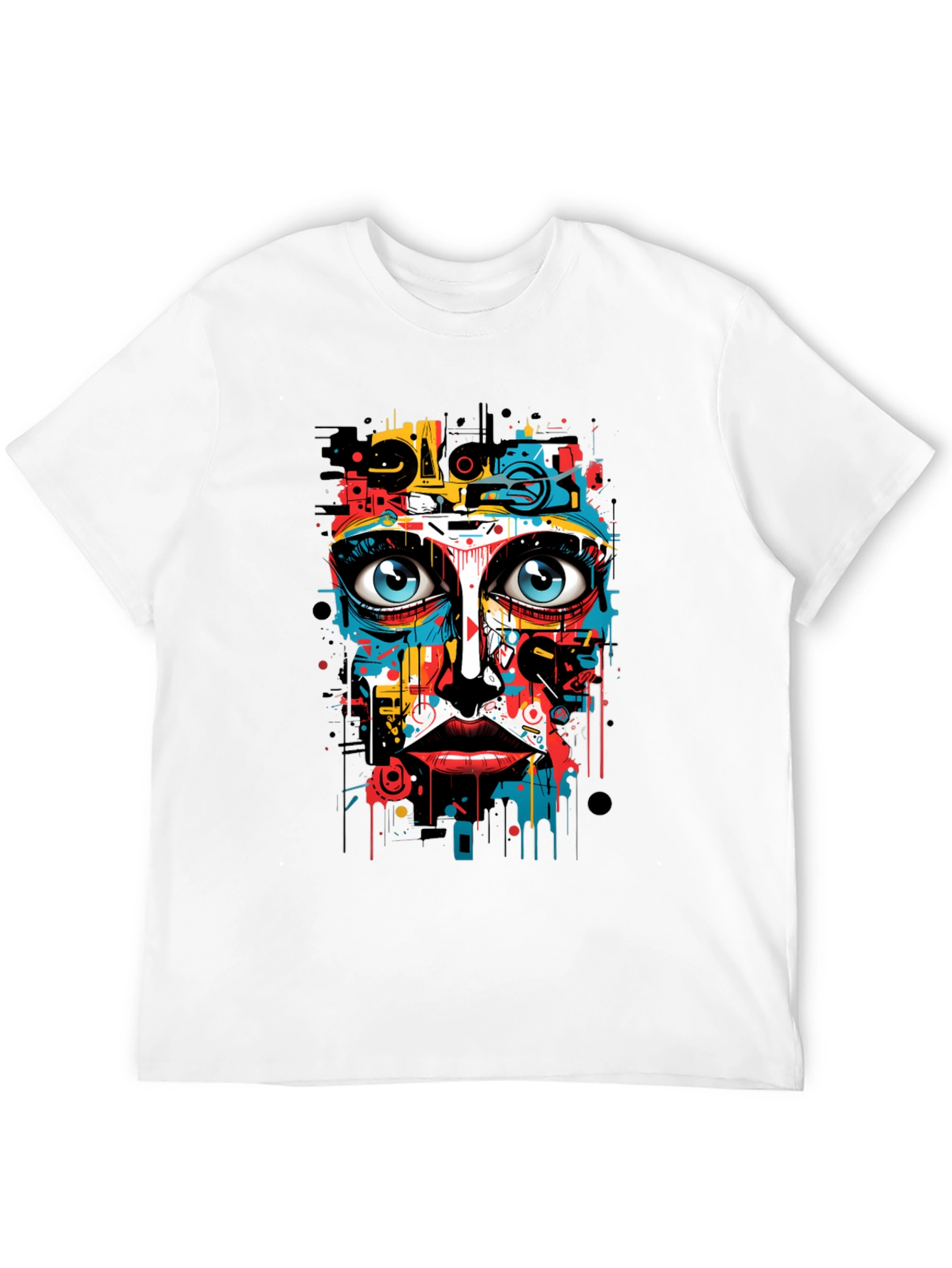 Abstract Art Face Print Black T-Shirt