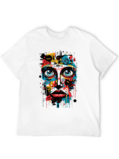 Abstract Art Face Print Black T-Shirt