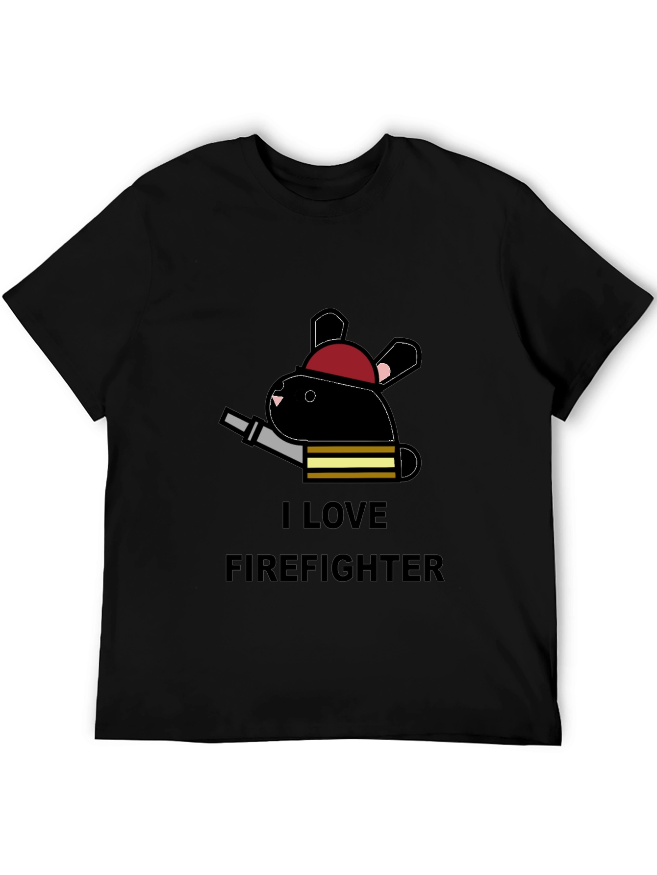 I Love Firefighter Bunny T-Shirt - Black