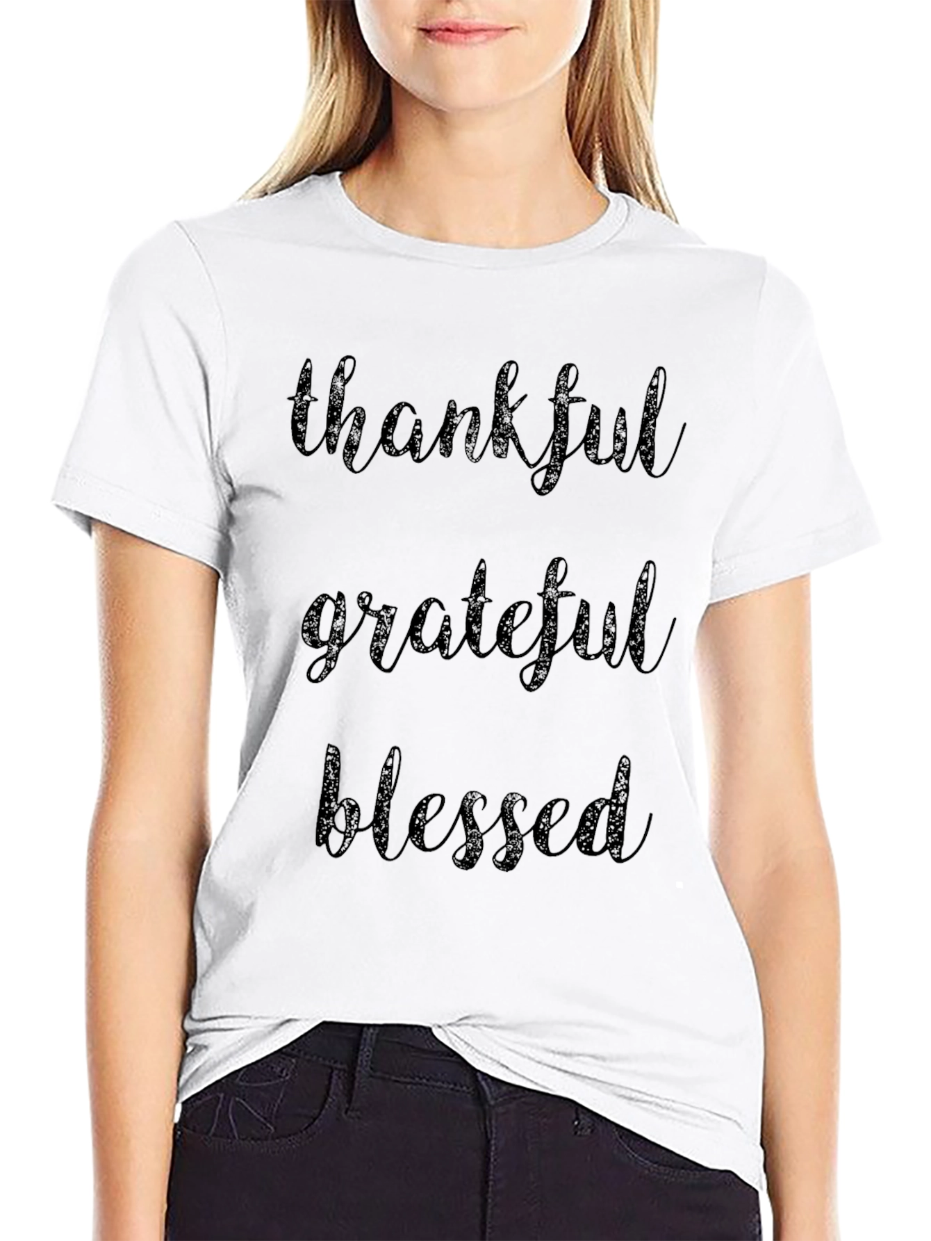 Thankful Grateful Blessed Black T-Shirt