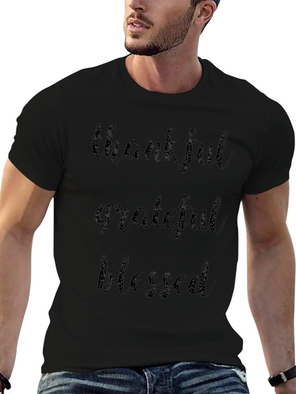 Thankful Grateful Blessed Black T-Shirt