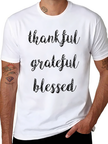 Thankful Grateful Blessed Black T-Shirt