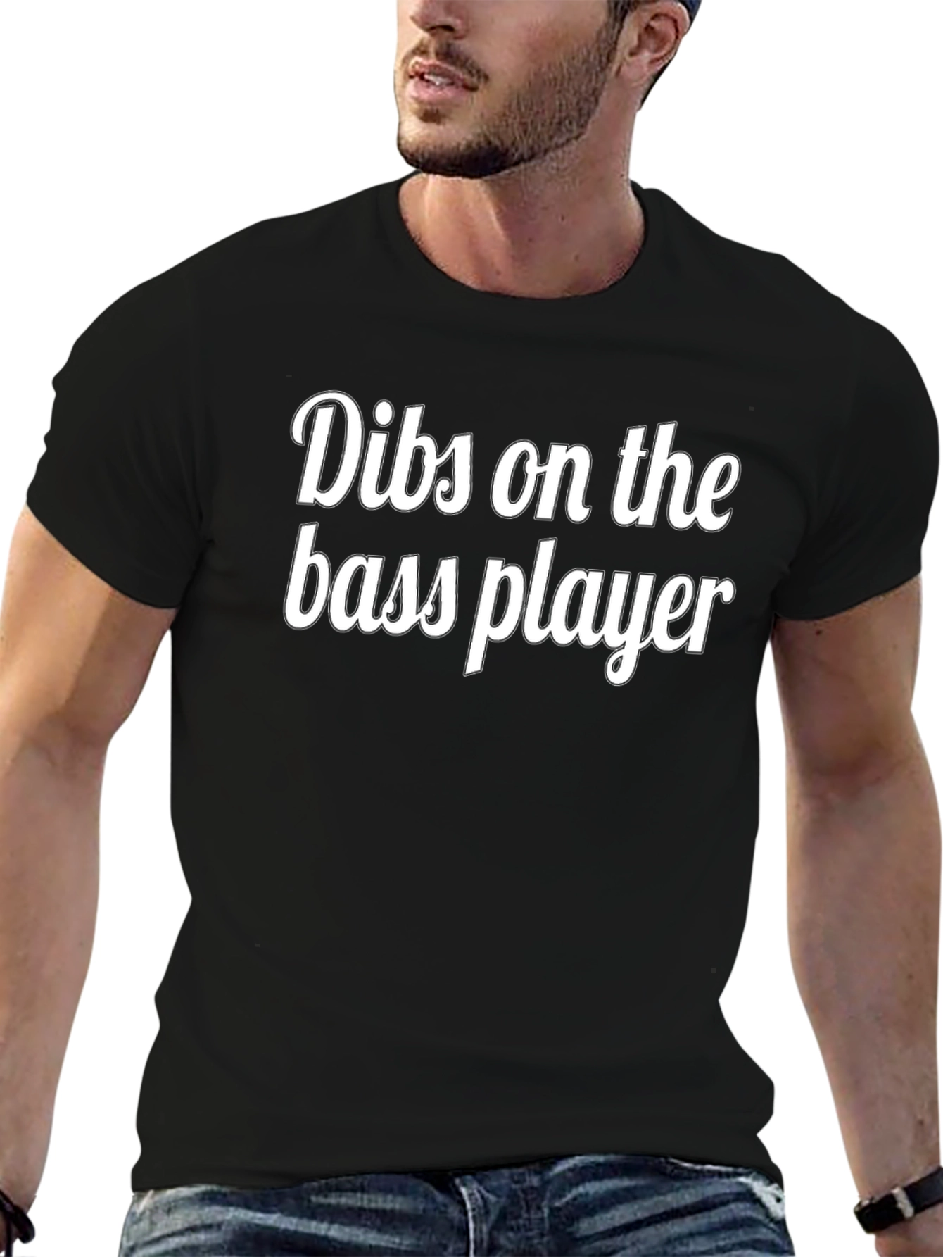 Dibs on the Bass Player Black Graphic T-Shirt