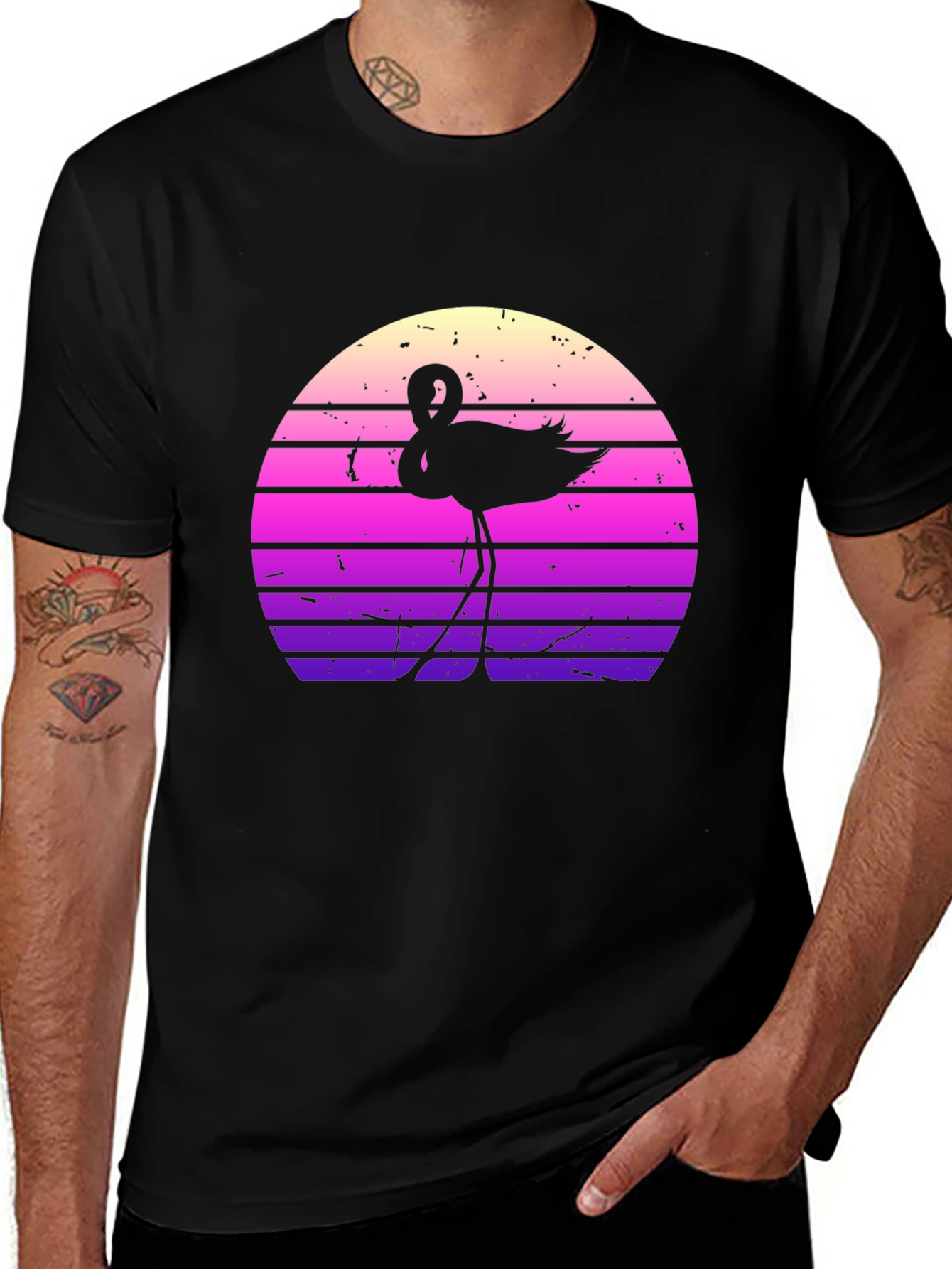 Retro Flamingo Sunset Graphic Tee