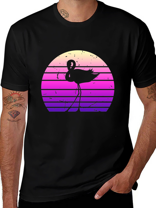 Retro Flamingo Sunset Graphic Tee